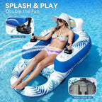 Motorized Pool Float with Canopy, Rechargeable Motorized Floats Lounger for Adults with Dual Motors, Lake Floats Adult Size with Cup Holder for Party