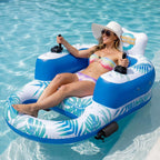 Motorized Pool Float with Canopy, Rechargeable Motorized Floats Lounger for Adults with Dual Motors, Lake Floats Adult Size with Cup Holder for Party
