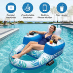 Motorized Pool Float with Canopy, Rechargeable Motorized Floats Lounger for Adults with Dual Motors, Lake Floats Adult Size with Cup Holder for Party